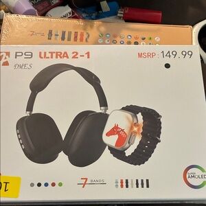 P9 Ultra 2-1 Headphones and Smartwatch Set